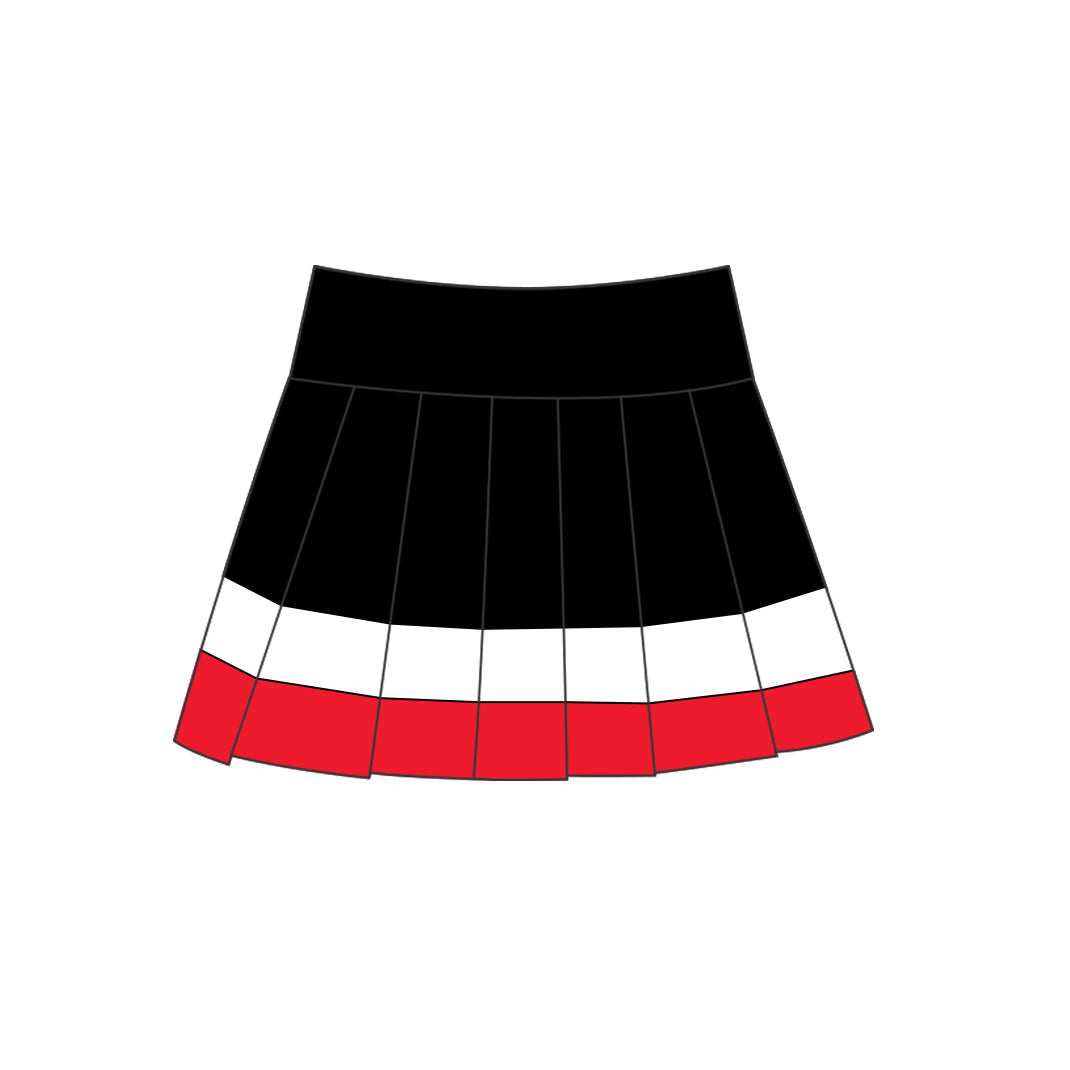 Preorder moq 5 Baby Girls Black Red Stripe Yoga Active Pleated Skirt Short Bottoms