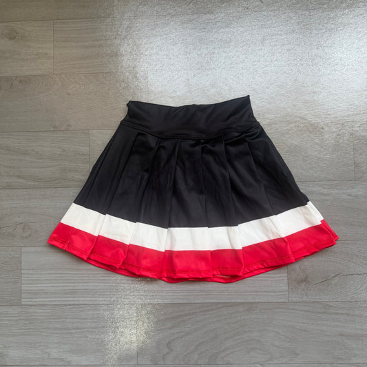 Baby Girls Black Red Stripe Yoga Active Pleated Skirt Short Bottoms Preorder