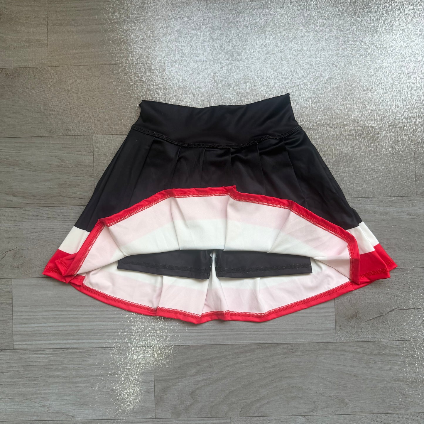 Baby Girls Black Red Stripe Yoga Active Pleated Skirt Short Bottoms Preorder