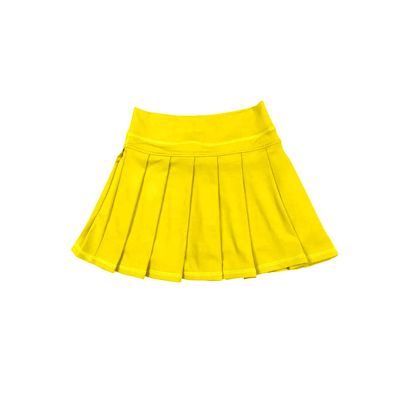 Preorder moq 5 Baby Girls Lemon Yellow Yoga Active Pleated Shirt Shorts Bottom