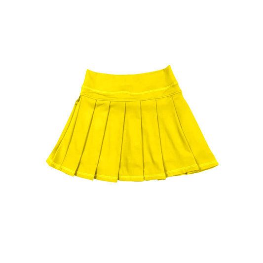 Preorder moq 5 Baby Girls Lemon Yellow Yoga Active Pleated Shirt Shorts Bottom