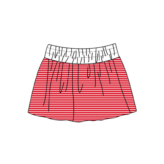 Preorder moq 5 Baby Girls Red Stripe Yoga Active Skirt Shorts Bottom