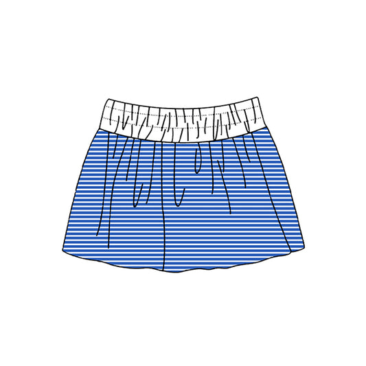 Preorder moq 5 Baby Girls Hot Blue Stripe Yoga Active Skirt Shorts Bottom