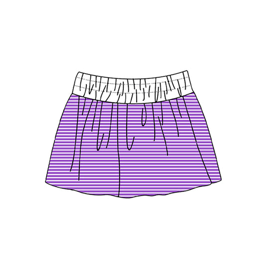 Preorder moq 5 Baby Girls Purple Stripe Yoga Active Skirt Shorts Bottom