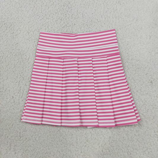 Baby Girls Pink Stripe Yoga Active Pleated Skirt Shorts Bottom