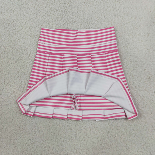 Baby Girls Pink Stripe Yoga Active Pleated Skirt Shorts Bottom
