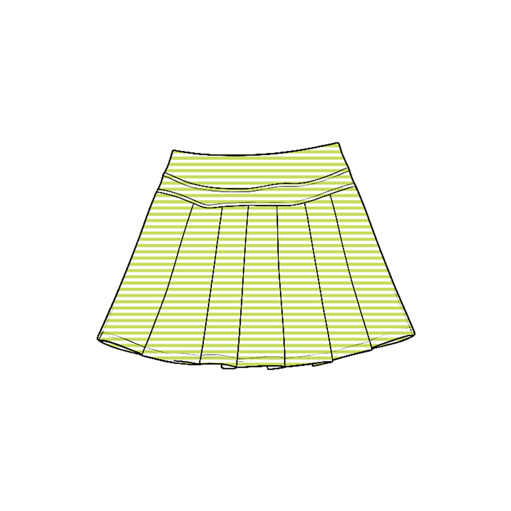 Preorder moq 5 Baby Girls Green Stripe Yoga Active Pleated Skirt Shorts Bottom