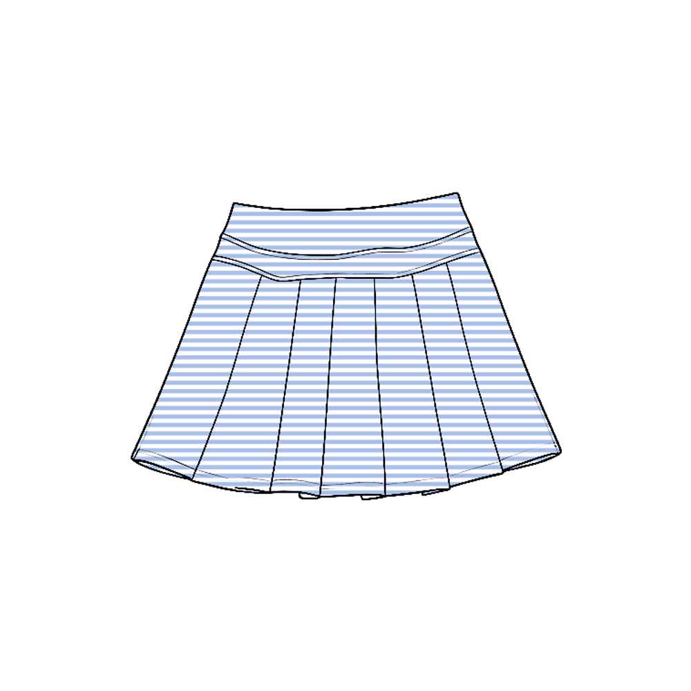 Preorder moq 5 Baby Girls Blue Stripe Yoga Active Pleated Skirt Shorts Bottom