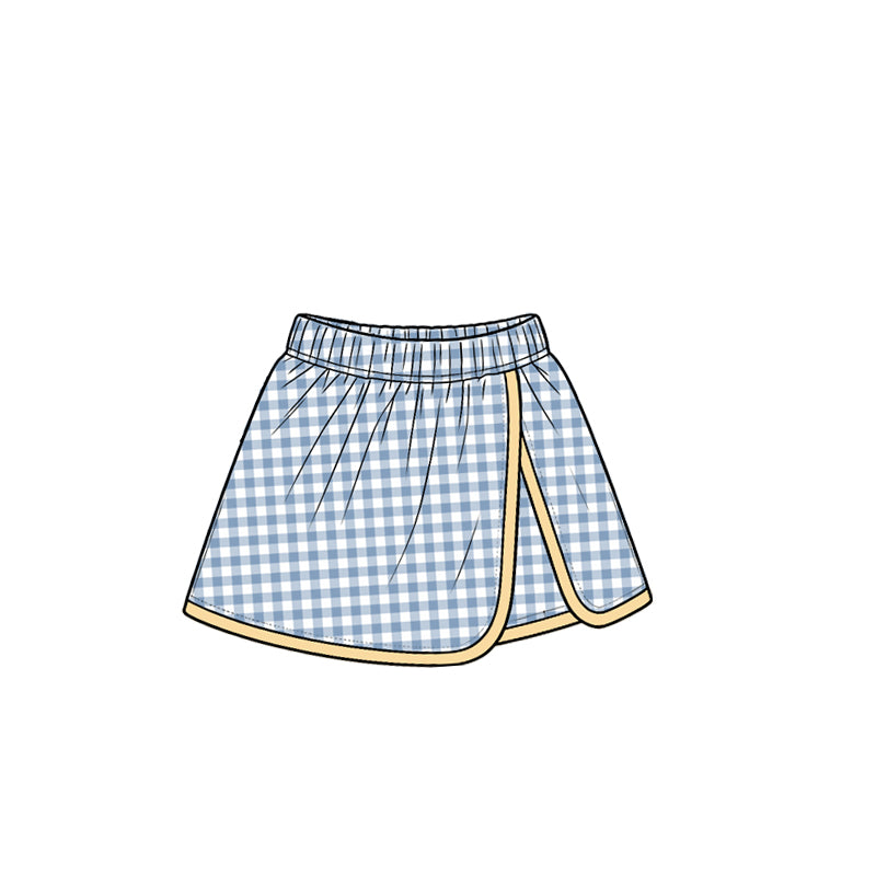 Baby Girls Light Blue Yellow Checked Yoga Active Skirt Shorts Bottom Preorder