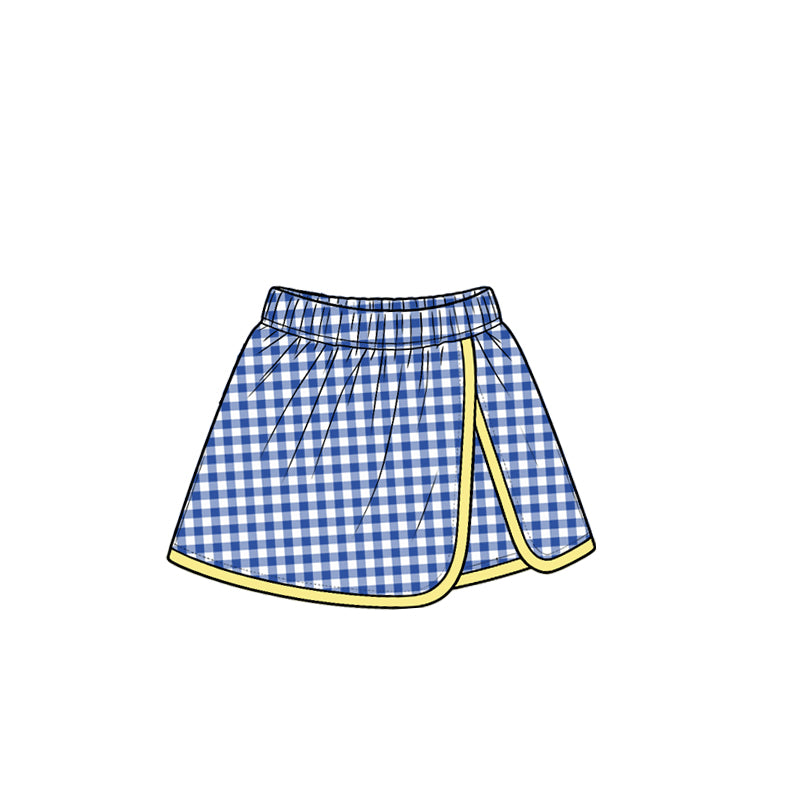 Baby Girls Blue Yellow Checked Yoga Active Skirt Shorts Bottom Preorder