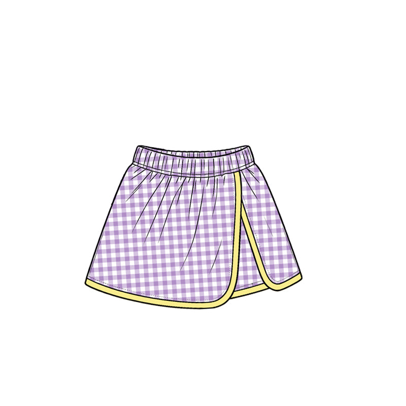 Baby Girls Lavender Yellow Checked Yoga Active Skirt Shorts Bottom Preorder