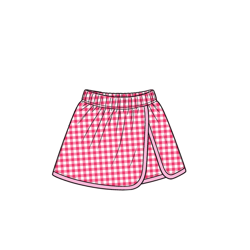 Baby Girls Pink Checked Yoga Active Skirt Shorts Bottom Preorder