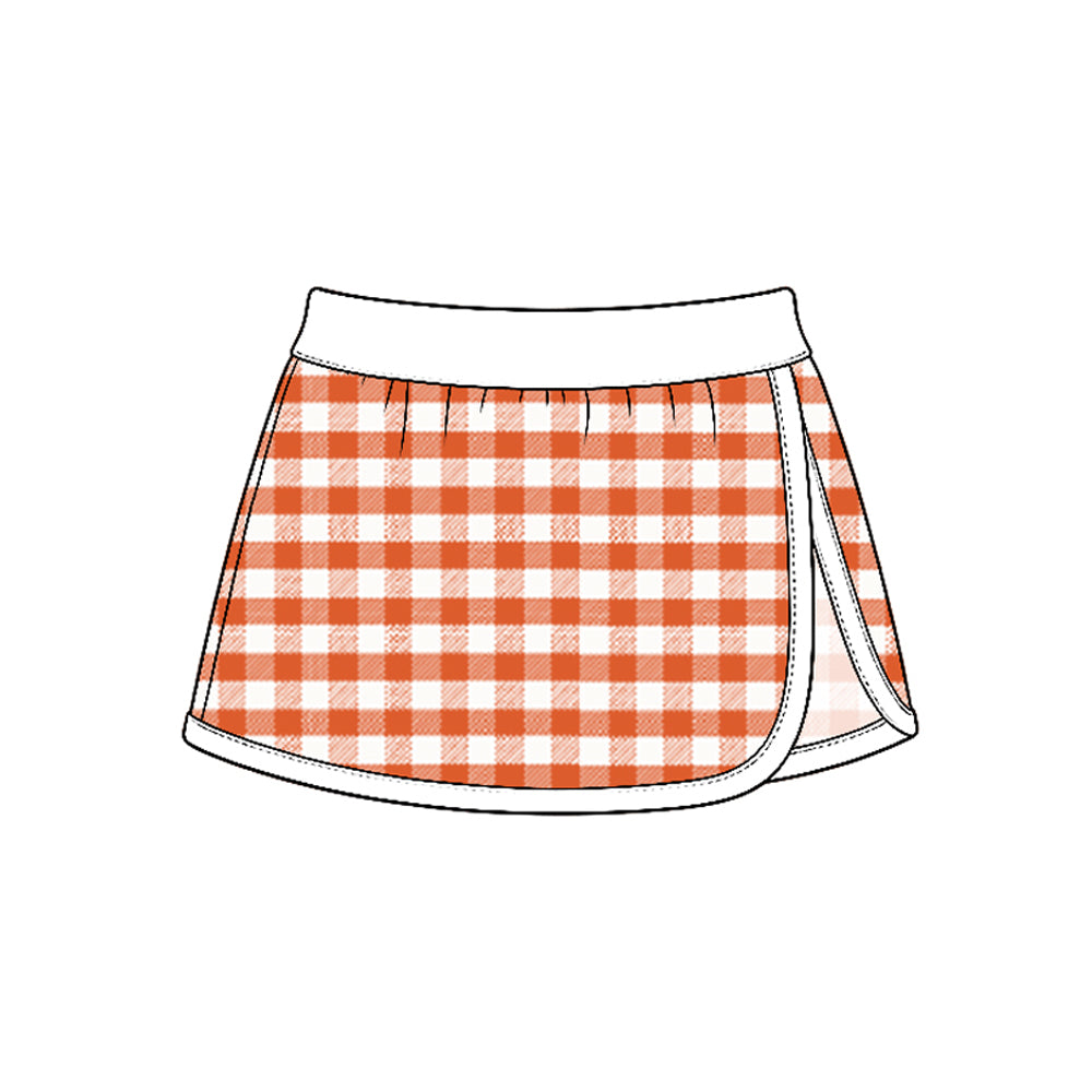 Baby Girls Orange Checked Yoga Active Skirt Short Bottom Preorder
