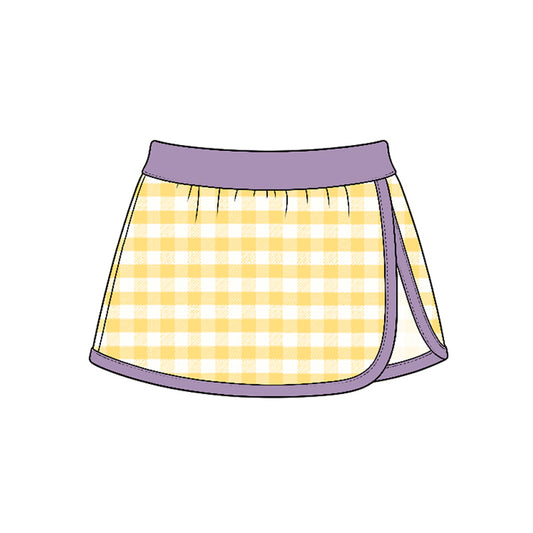 Baby Girls Yellow Checked Yoga Active Skirt Short Bottom Preorder