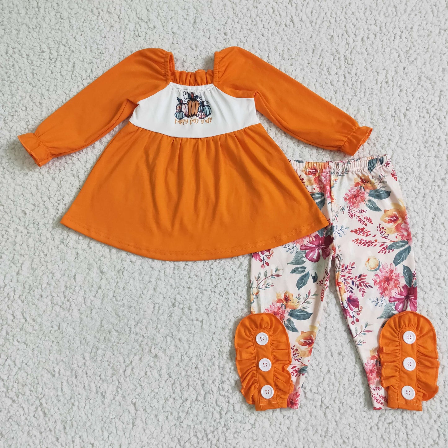 Baby Girls Pumpkin Fall Yall Tunic Legging Outfits clothes sets