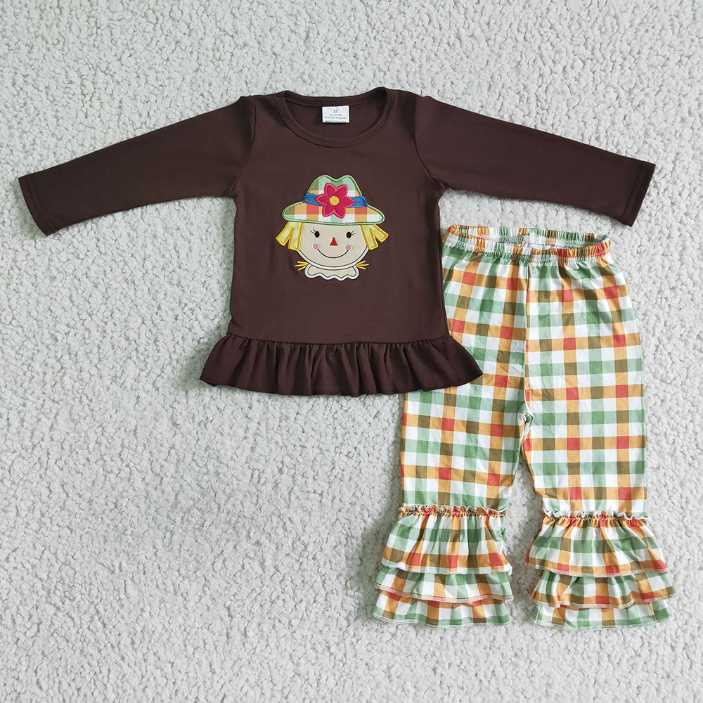 Sibling Baby Kids Scarecrow Fall Pants Clothes Sets Rompers