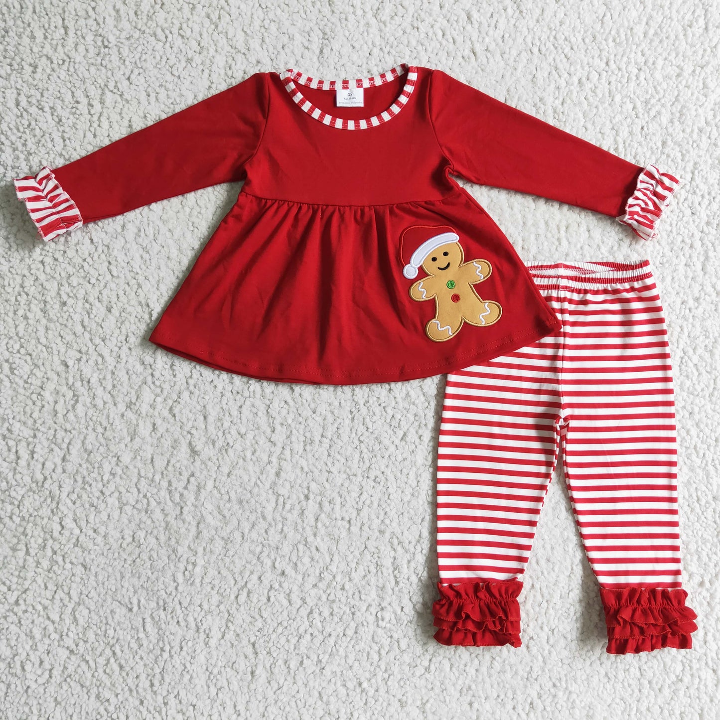 Sibling Girls Boys Gingerbread Red Christmas Rompers Clothes Sets