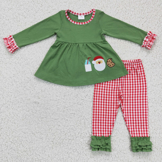USA Shop Baby Girls Christmas Embroidery Santa Cookie Pants Clothes Sets