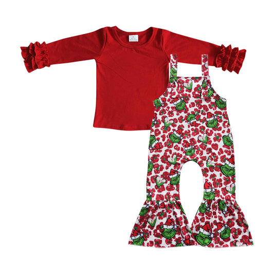 Baby Girls Christmas Frog 2pcs Overall Clothes Sets