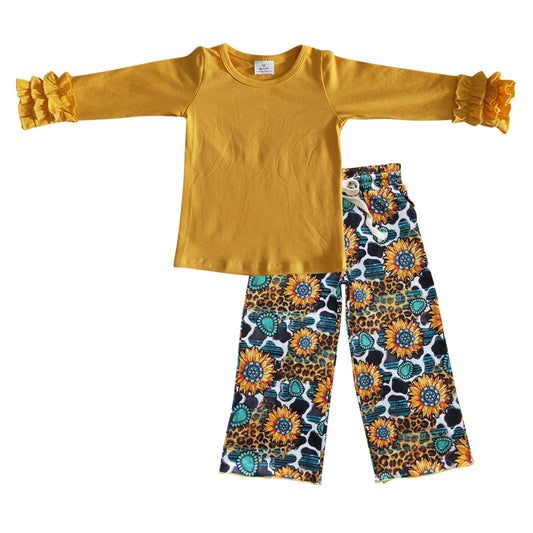 Baby Girls Mustard Shirts Sunflower Pants Clothing Sets