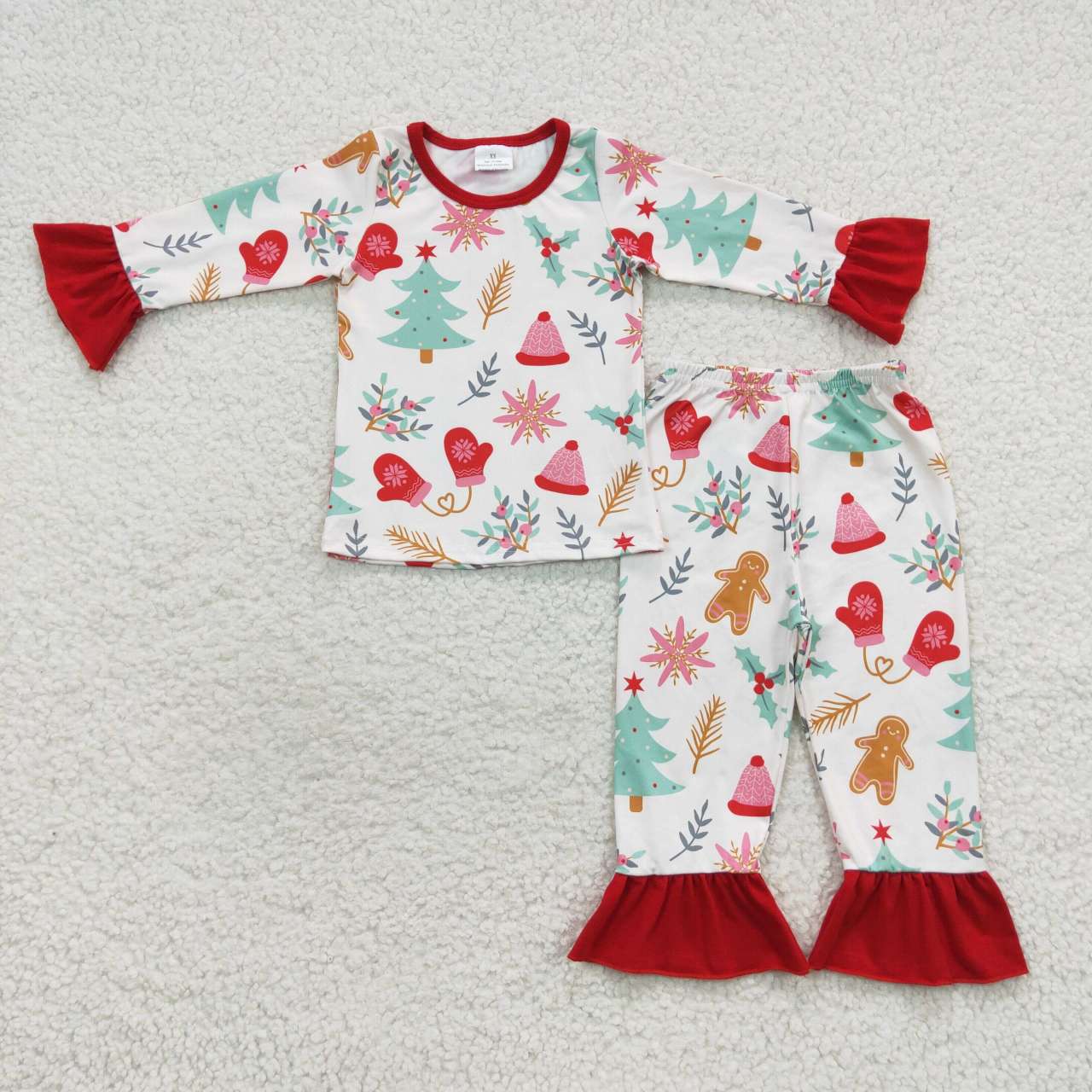 Sibling Baby Kids Trees Snowflake Top Pants Christmas Pajamas Sets Zipper Footie Rompers