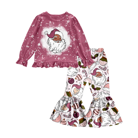 Baby Girls Christmas Pink Santa Bell Pants 2pcs Clothes Sets preorder