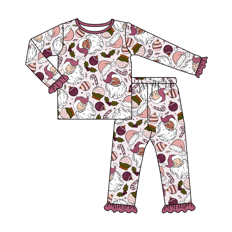 Baby Girls Christmas Pink Santa Pajamas Clothes Sets preorder