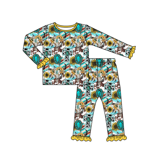 Baby Girls Western Turquoise Top Pants Pajamas Clothing Sets preorder