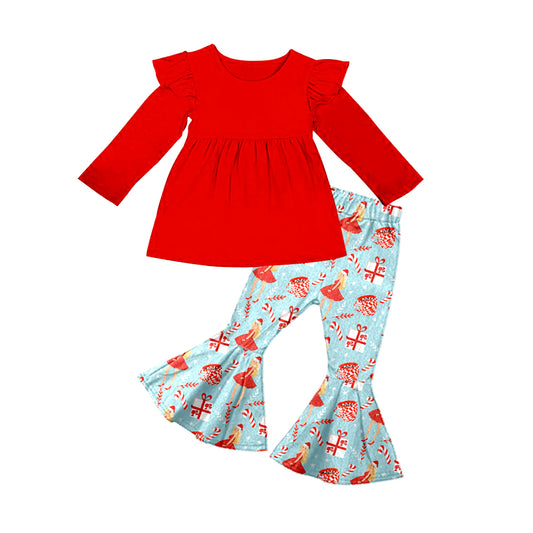 Baby Girls Christmas Red Tunic Bell Pants Clothes Sets preorder