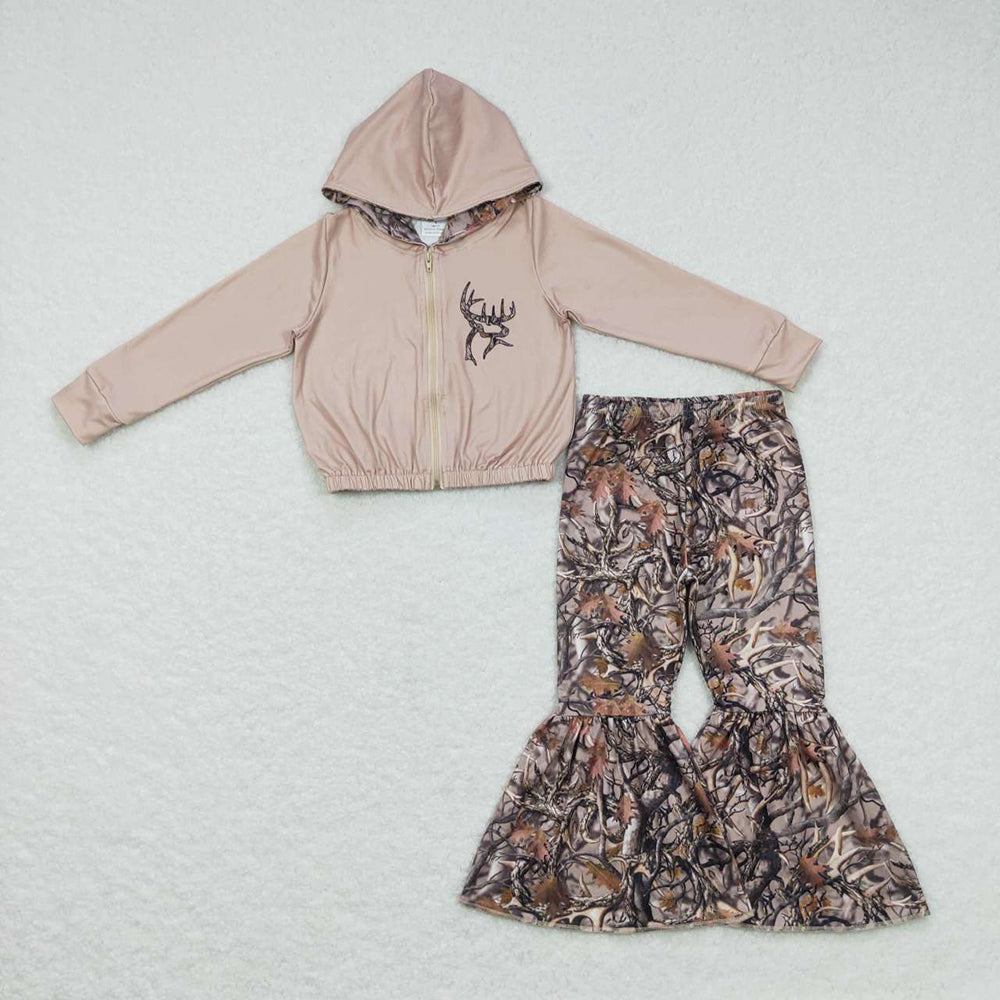 Sibling Baby Girls Hunting Duck Hooded Top Camo Bell Pants Clothes Sets