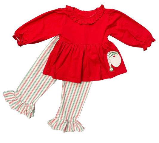 Baby Girls Christmas Santa Tunic Top Ruffle Pants Clothes Sets preorder