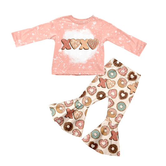 Baby Girls Valentines Donuts Shirt Bell Pants Clothes Sets preorder