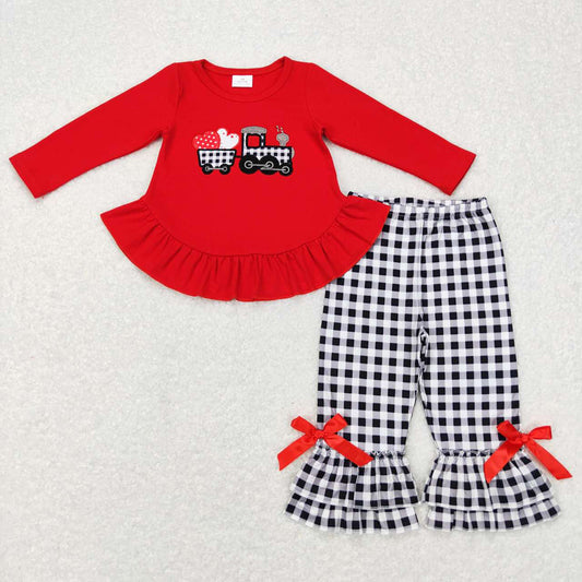 Sibling Boys Girls Valentines Hearts Tractor Rompers Clothing Sets