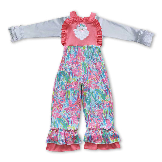 Baby Girls White Shirt Christmas Santa Pink Overall Jumpsuits Clothes Sets