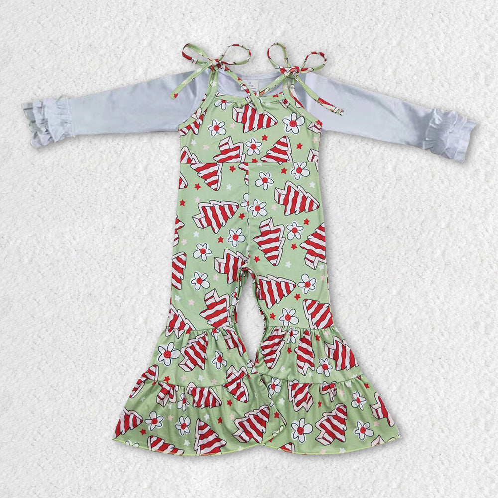 Sibling Baby Girls Santa Trees Shirts Top Ruffle Pant Jumpsuits 2 Piece Christmas Clothes Sets