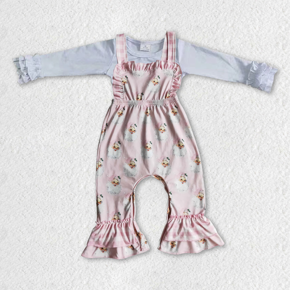Sibling Baby Girls Santa Trees Shirts Top Ruffle Pant Jumpsuits 2 Piece Christmas Clothes Sets