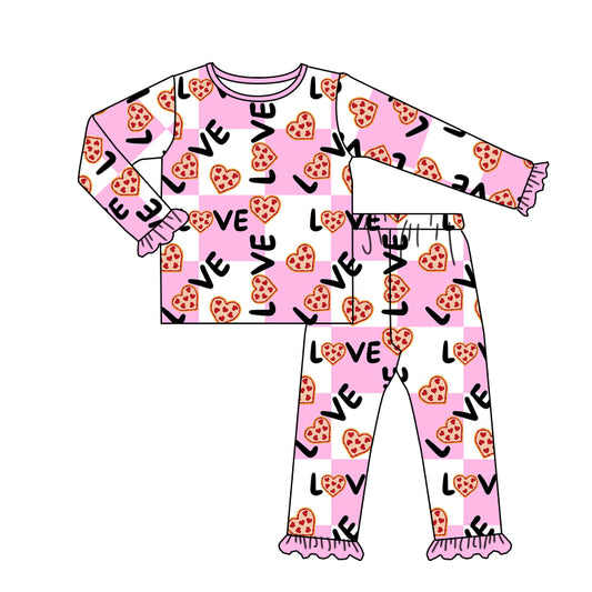 Baby Girls Valentines Love Cookie Top Pants Pajamas Clothes Sets preorder