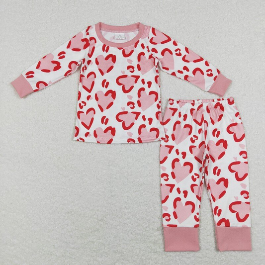Mama and Me Pink Hearts Valentines Top Pants Pajamas Sets