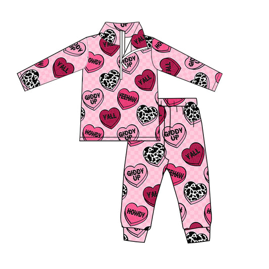 Baby Girls Valentines Hearts Pullovers Tops Legging Clothing Sets Preorder