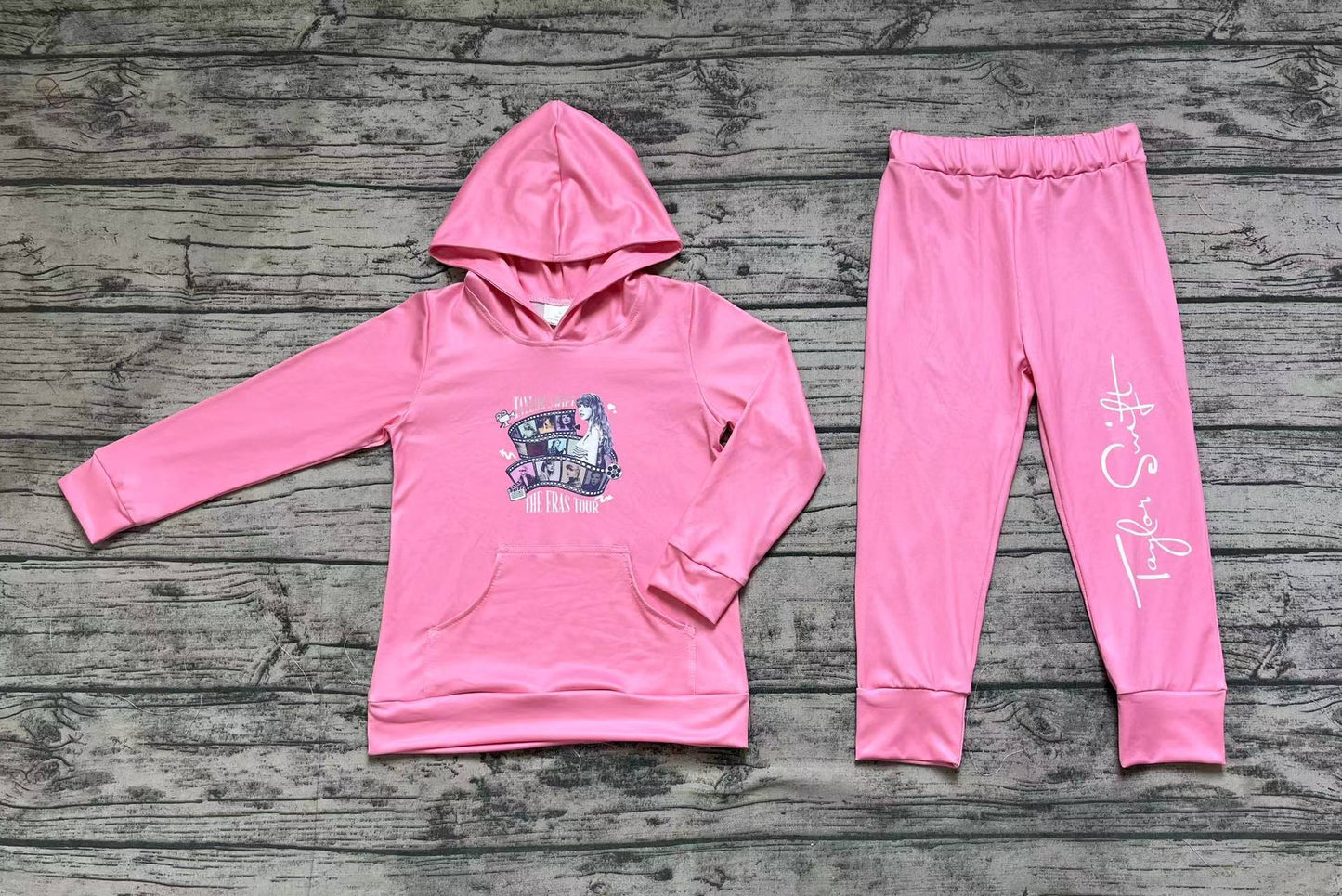 Baby Girls Pink Singer Hooded Top Pants Clothes Sets