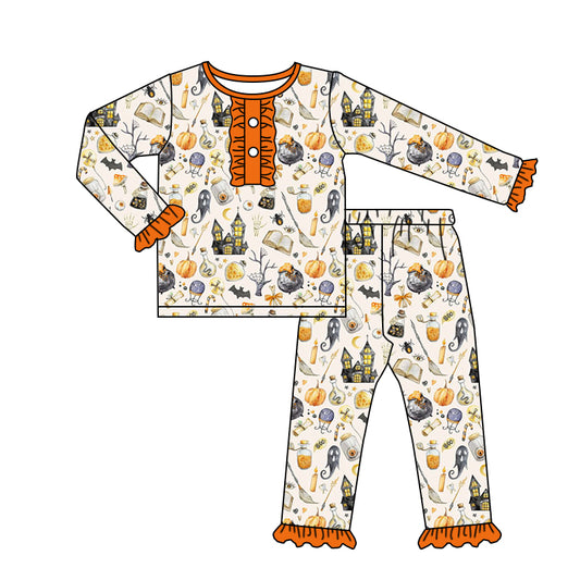Baby Girls Halloween Magic Top Ruffle Pants Pajamas Clothes Sets Preorder