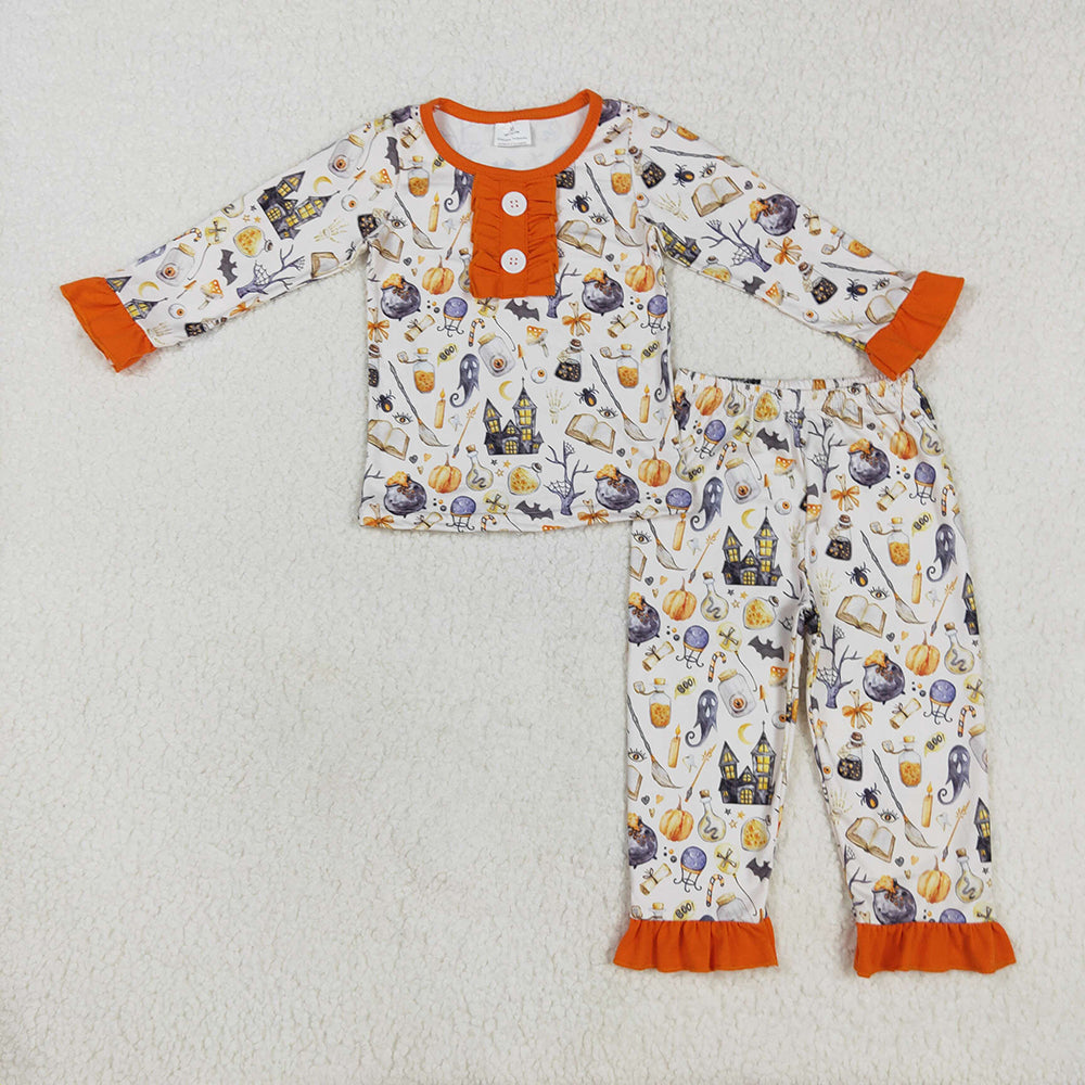 Baby Girls Halloween Magic Top Ruffle Pants Pajamas Clothes Sets