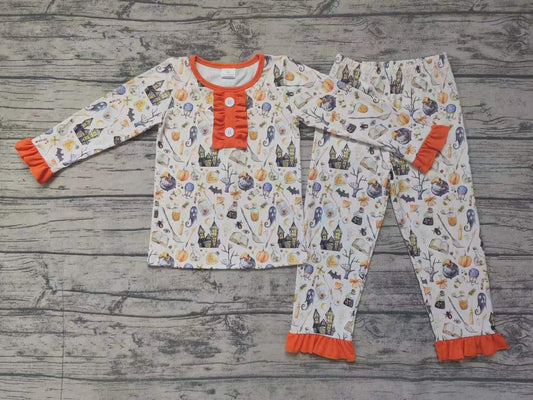 Baby Girls Halloween Magic Top Ruffle Pants Pajamas Clothes Sets Preorder