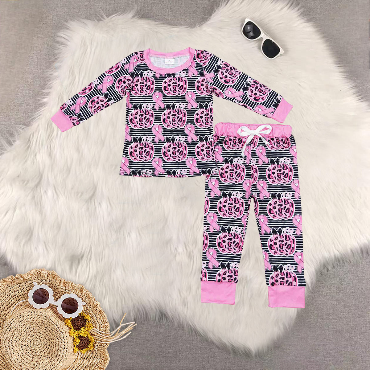 Sibling Baby Girls Long Sleeves Halloween Ghost Pumpkins Top Pant Pajamas Clothes Set