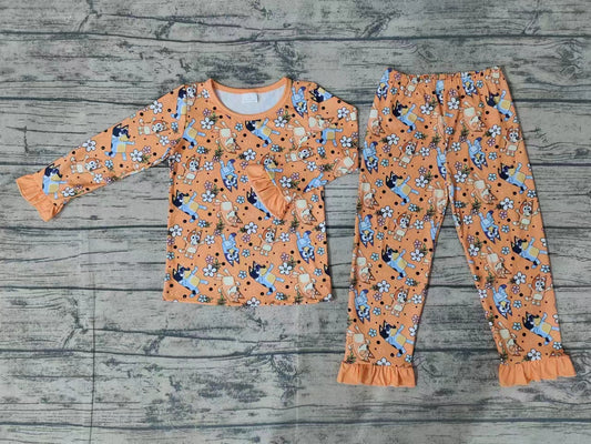 Baby Girls Dogs Flowers Top Pants Pajamas Clothes Sets