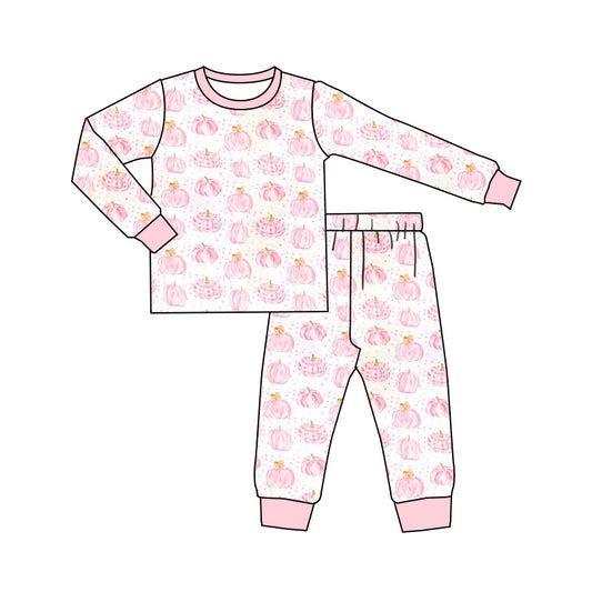 Baby Girls Pink Pumpkin Top Pants Pajamas Clothes Sets Preorder