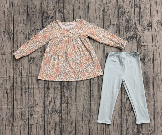 Baby Girls Fall Flowers Tunic Legging Outfits Clothes Sets Preorder