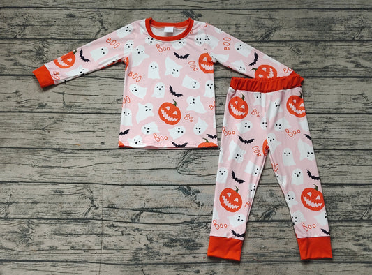 Baby Girls Pink Ghost Pumpkin Shirt Pants Pajamas Clothes Sets