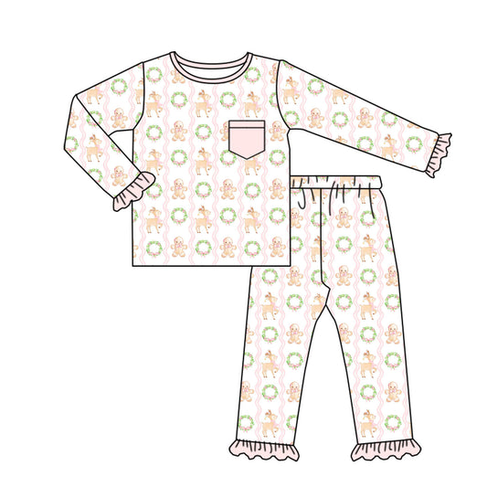 Baby Girls Christmas Gingerbread Top Pants Pajamas Outfits Clothes Sets Preorder