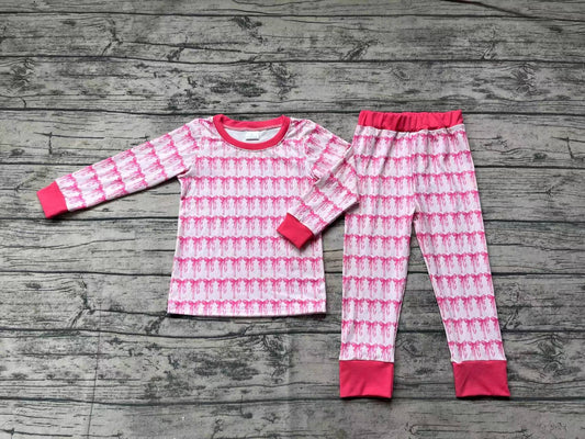 Baby Girls Pink Bows Shirt Pants Pajamas Clothes Sets